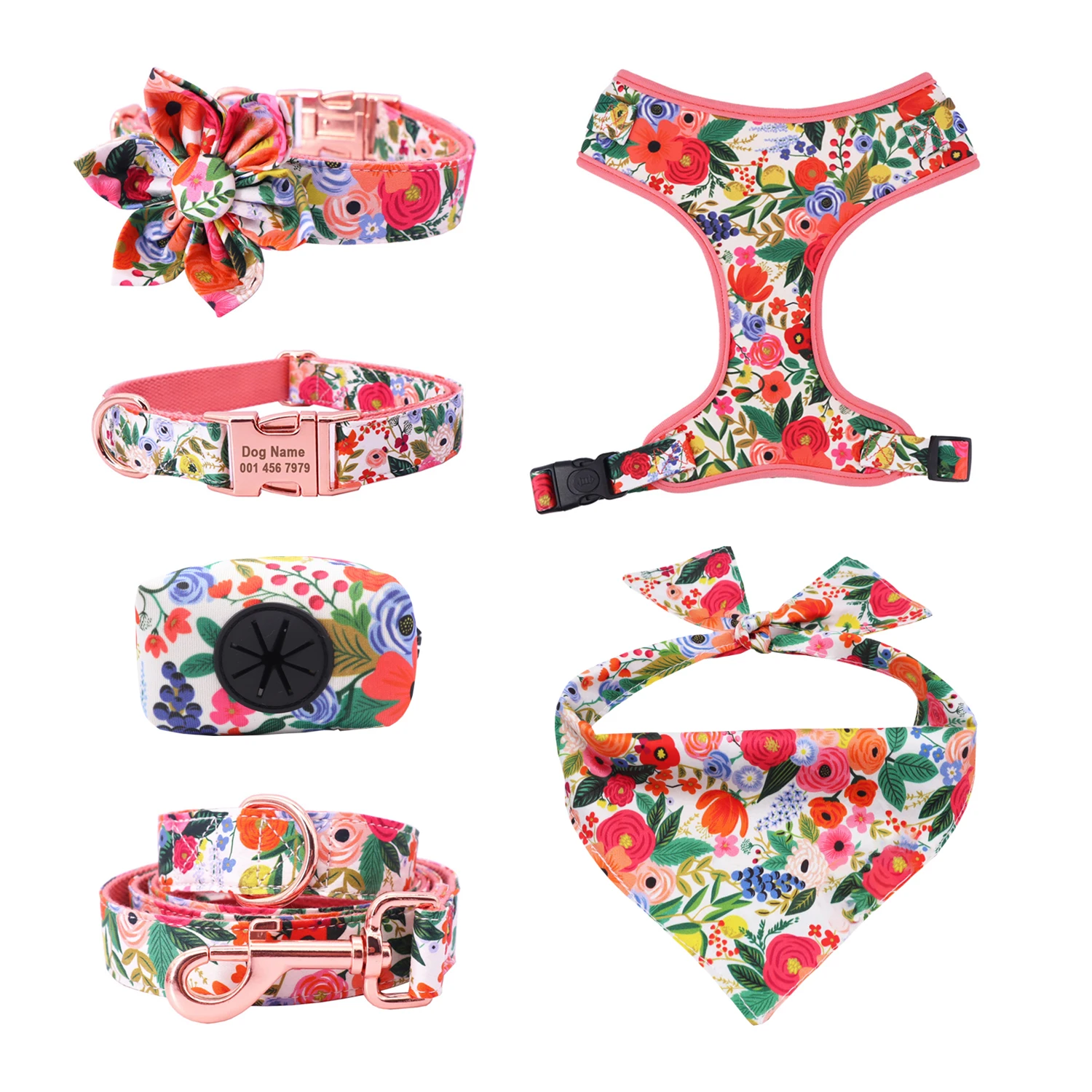 Classic Floral Dog Harness and Leash Set | PetPal365