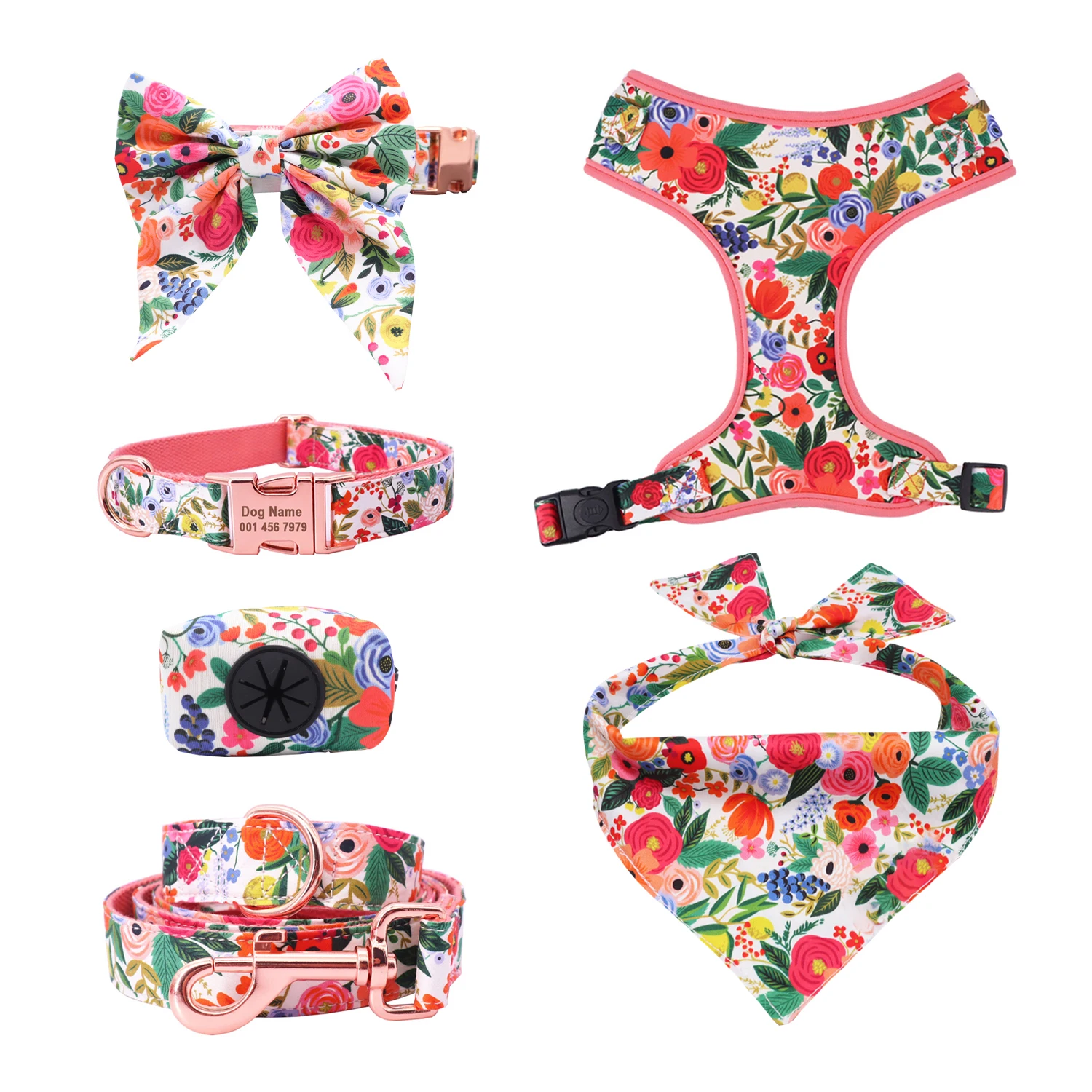 Classic Floral Dog Harness and Leash Set | PetPal365
