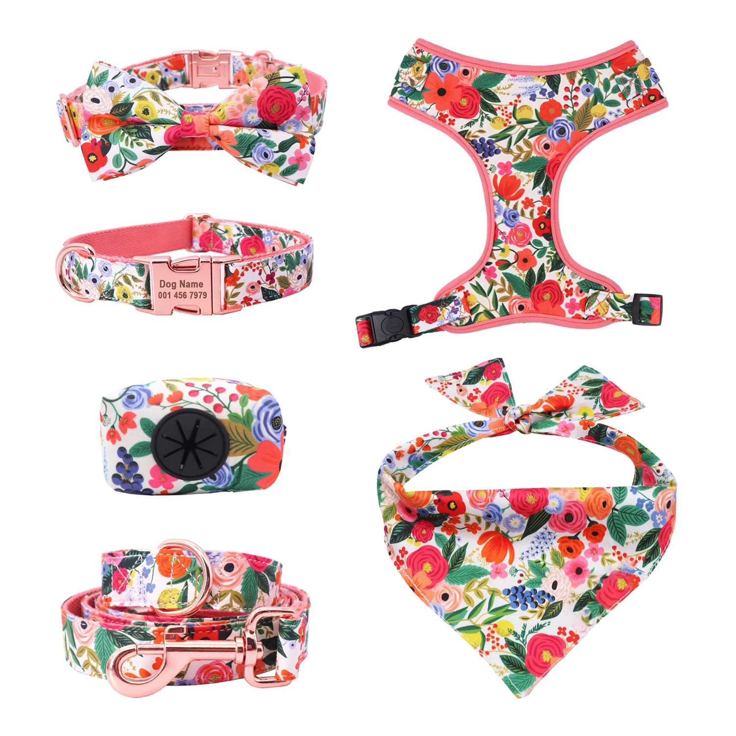 Classic Floral Dog Harness and Leash Set | PetPal365