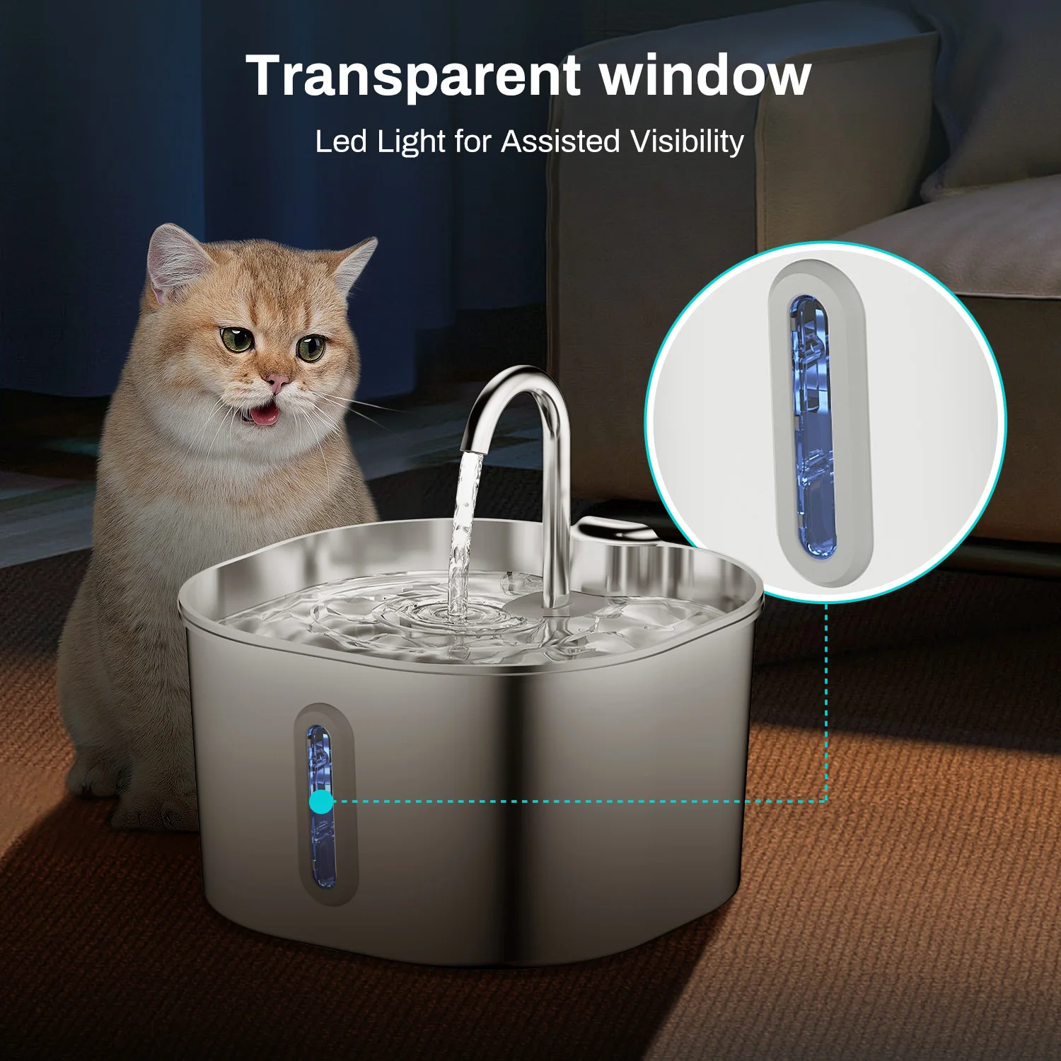 ZYFeeder 2.2L Automatic Cat Water Fountain | PetPal365